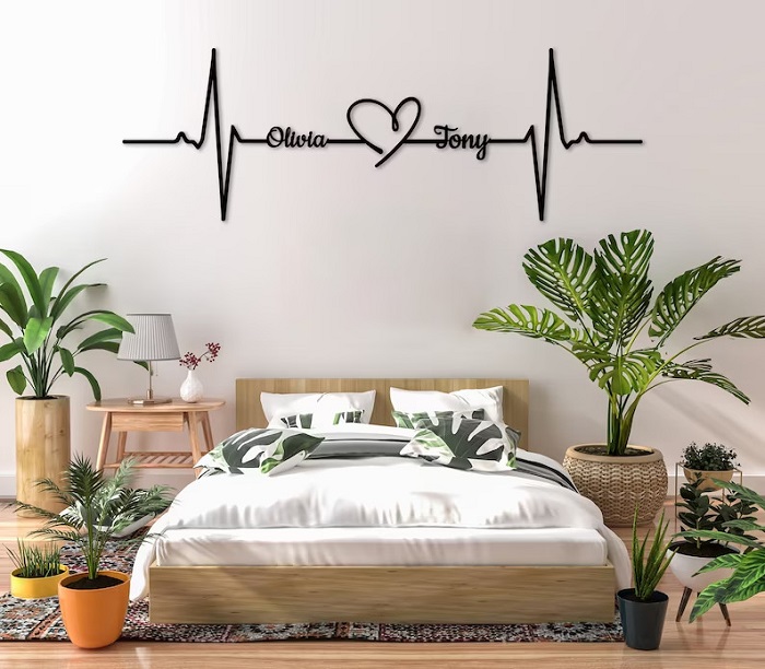 Customized Names Heartbeat Sign - Unique Valentine'S Day Gifts For Couples