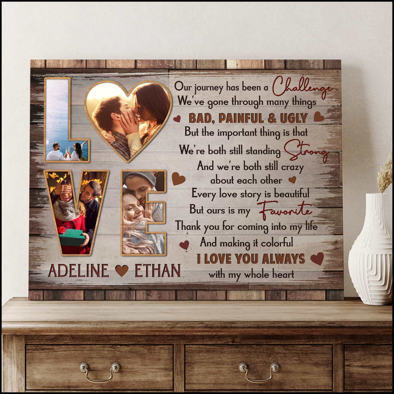 Personalized Wedding Photo Collage Canvas, Gift For Newly Married Couple, 1  Year Gift For Boyfriend - Best Personalized Gifts For Everyone
