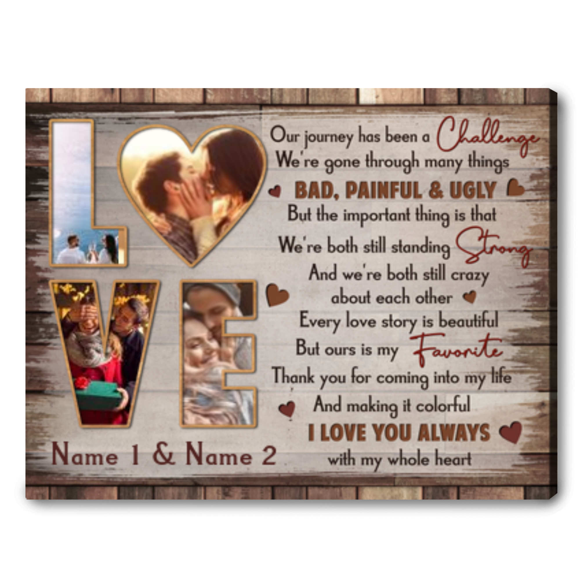 Unique Valentine's Day Gift Ideas Personalized Couple Photo Collage Canvas Wall Art