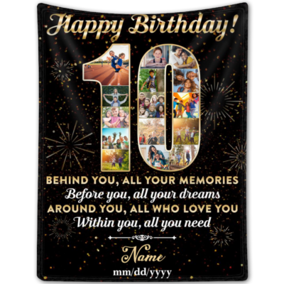 Personalized 10th Birthday Gift Idea Photo Blanket For 10th Birthday