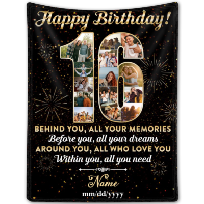 Personalized 16th Birthday Gift Idea Photo Blanket For 16th Birthday