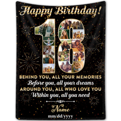 Personalized 18th Birthday Gift Idea Photo Blanket For 18th Birthday