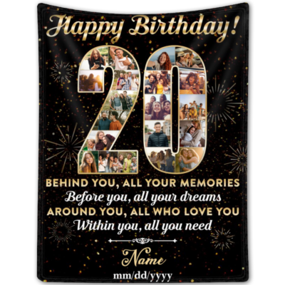 Personalized 20th Birthday Gift Idea Photo Blanket For 20th Birthday