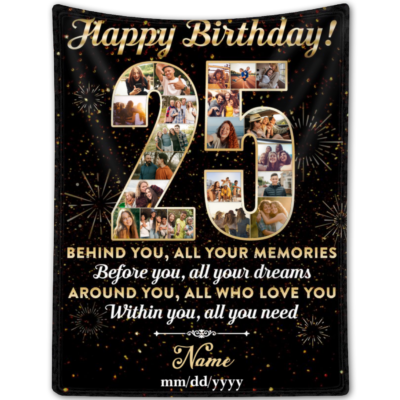 Personalized 25th Birthday Gift Idea Photo Blanket For 25th Birthday