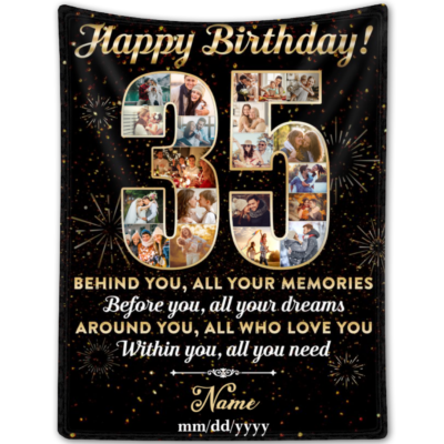 Personalized 35th Birthday Gift Idea Photo Blanket For 35th Birthday