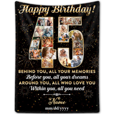 Personalized 45th Birthday Gift Idea Photo Blanket For 45th Birthday