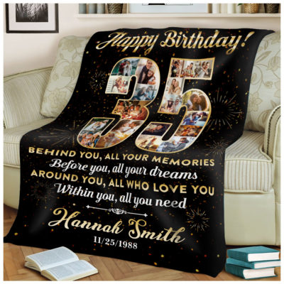 Personalized 35th Birthday Gift Idea Photo Blanket For 35th Birthday 01