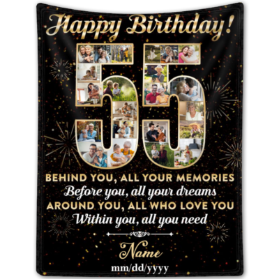 Personalized 55th Birthday Gift Idea Photo Blanket For 55th Birthday