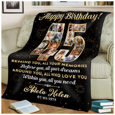 Personalized 45th Birthday Gift Idea Photo Blanket For 45th Birthday 01