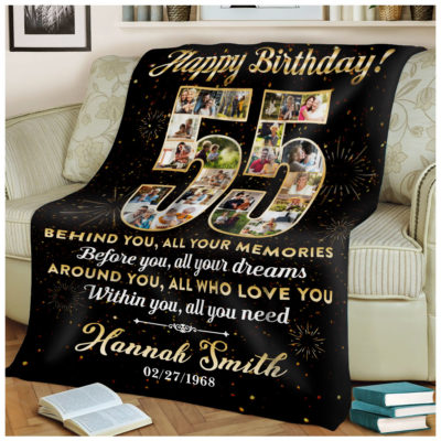 Personalized 55th Birthday Gift Idea Photo Blanket For 55th Birthday 01