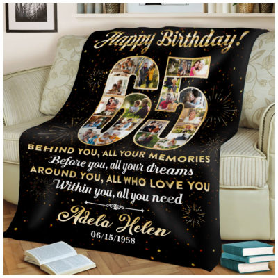 Personalized 65th Birthday Gift Idea Photo Blanket For 65th Birthday 01