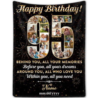Personalized 95th Birthday Gift Idea Photo Blanket For 95th Birthday