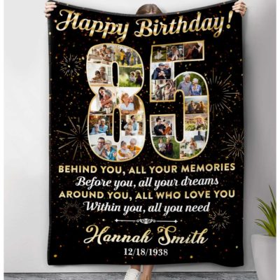 Personalized 85th Birthday Gift Idea Photo Blanket For 85th Birthday 01