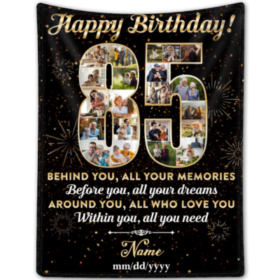 Personalized 85th Birthday Gift Idea Photo Blanket For 85th Birthday