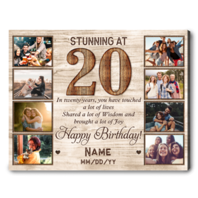 Customized Photo 20th Birthday Canvas Gift Idea For 20th Birthday