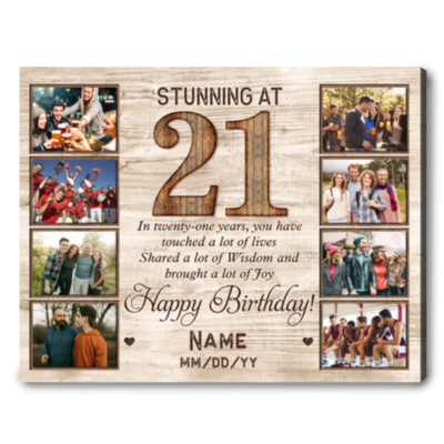 Customized Photo 21st Birthday Canvas Gift Idea For 21st Birthday