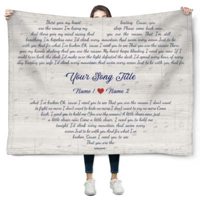 Customized Song Lyrics Heart Shape Blanket Valentine Anniversary Gift For Wife