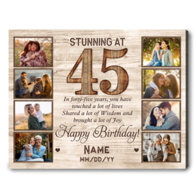 Customized Photo45th Birthday Canvas Gift Idea For 45th Birthday