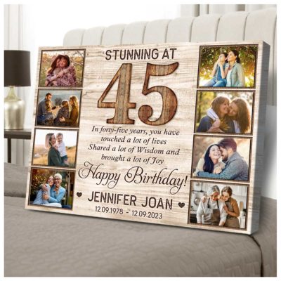 Customized Photo45th Birthday Canvas Gift Idea For 45th Birthday 01