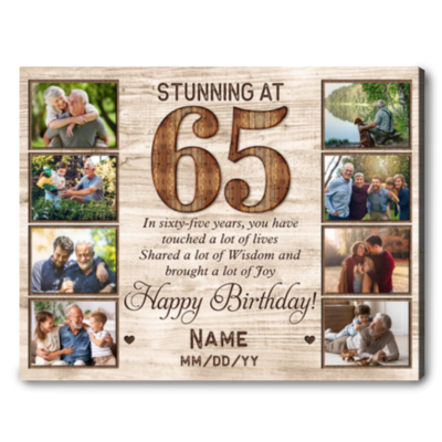 Customized Photo 65th Birthday Canvas Gift Idea For 65th Birthday
