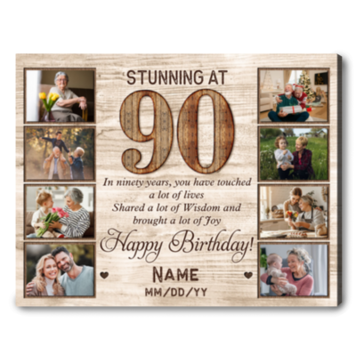 Customized Photo 90th Birthday Canvas Gift Idea For 90th Birthday