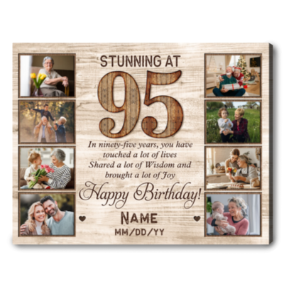 Customized Photo 95th Birthday Canvas Gift Idea For 95th Birthday