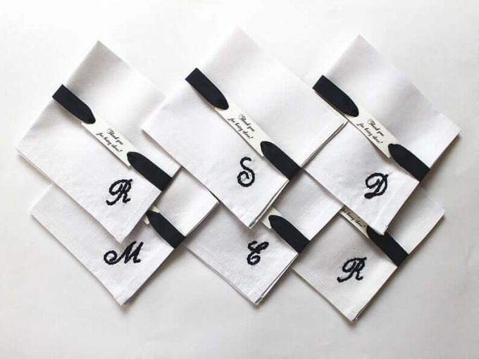 Embroidered Pocket Squares For Traditional Groomsmen Gift