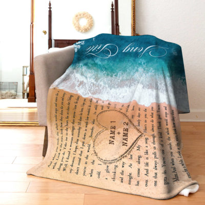 Custom Any Song Lyrics On Fleece Blanket Best Anniversary Gift For Couple