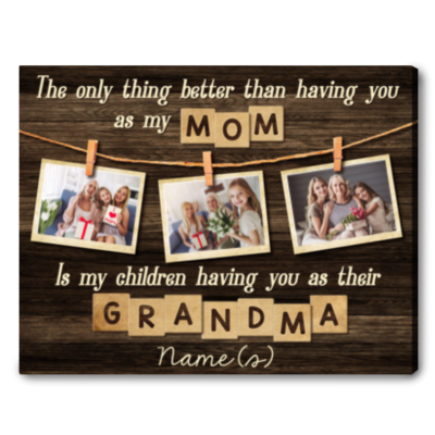 Custom Photo Grandma Canvas Print Meaningful Mother's Day Gift For Grandma
