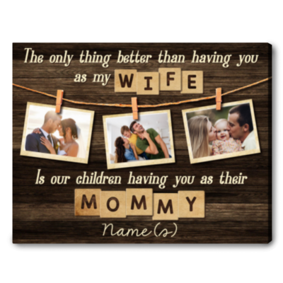 Custom Photo Mommy Canvas Print Meaningful Mother's Day Gift For Wife