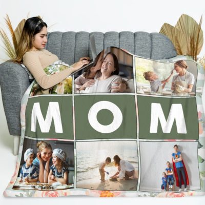 Customized Mother's Day Photo Gifts For Mom Mothers Day Fleece Blanket