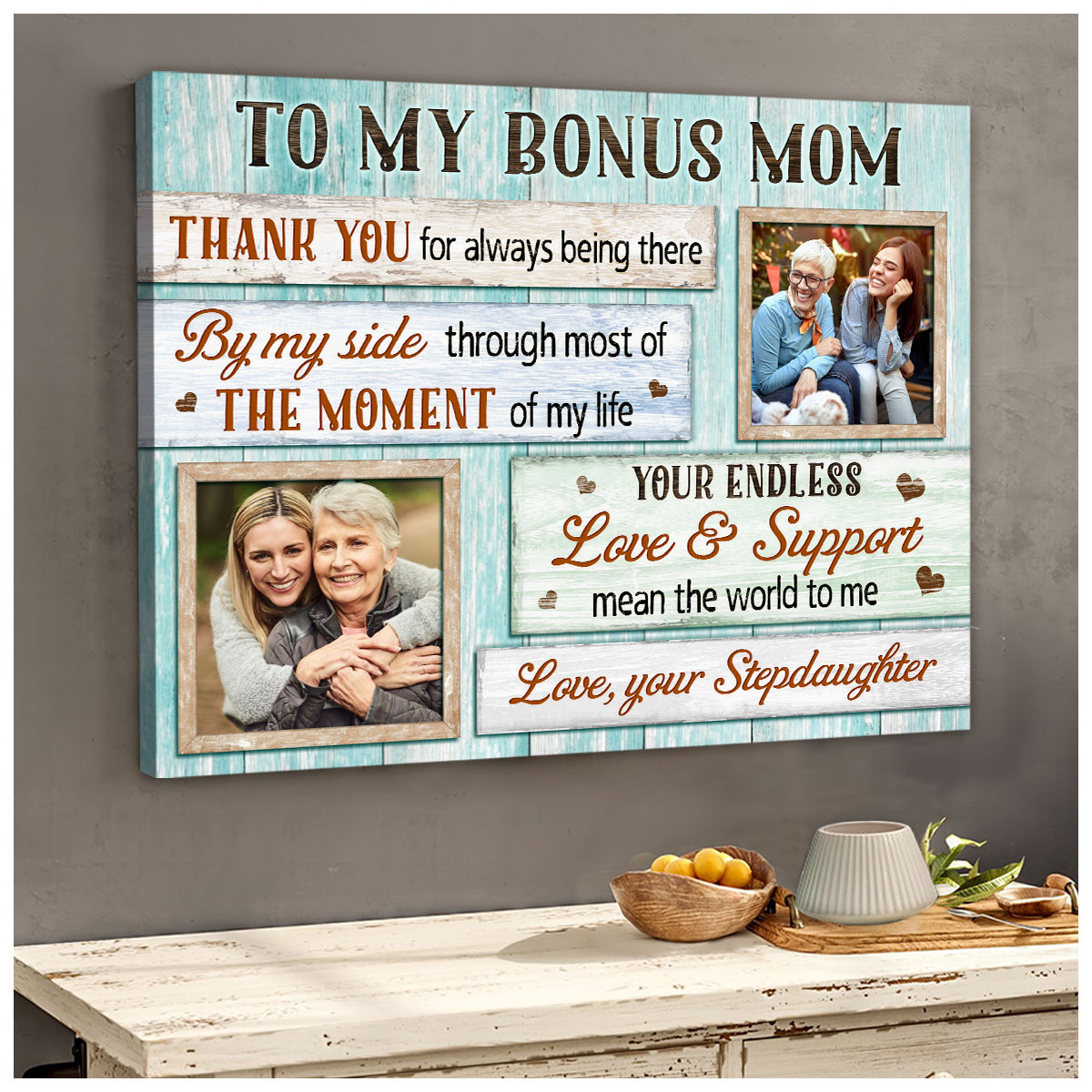 Canvas for Bonus Mom Step Mom Gift Bonus Mom Wall Art, Present