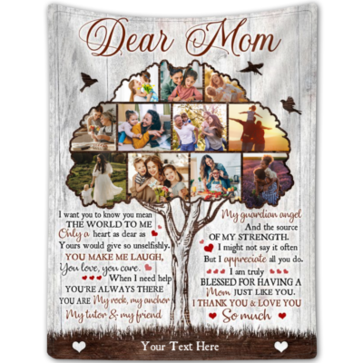 Custom Photo Collage Dear Mom Blanket Gift Unique Mother's Day Gift Idea