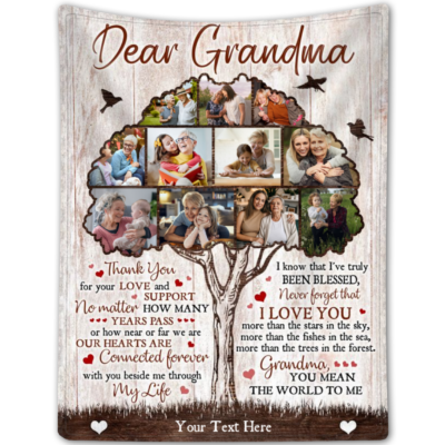 Custom Photo Collage Dear Grandma Blanket Gift Unique Mother's Day Gift Idea