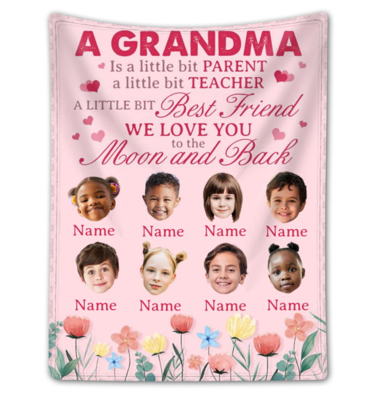 Custom Photo Grandma Blanket Gift Unique Mother's Day Gift Idea