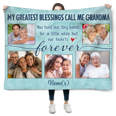 Custom Photo Grandma Blanket Gift Thoughful Gift Idea For Mother's Day