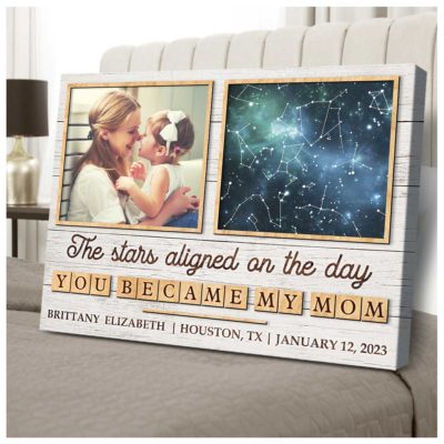 Custom The Day You Became My Mom Canvas Special Gift Idea For Mother's Day 01