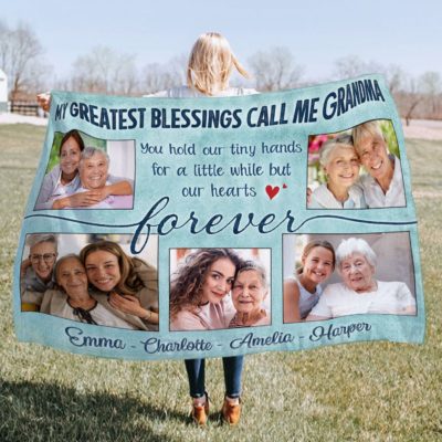 Custom Photo Grandma Blanket Gift Thoughful Gift Idea For Mother's Day 01