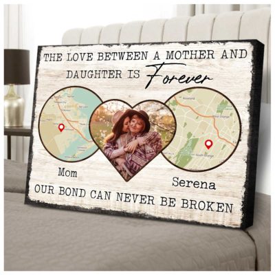Custom Location Love Between Mother And Daughter Canvas Gift For Mother's Day 01
