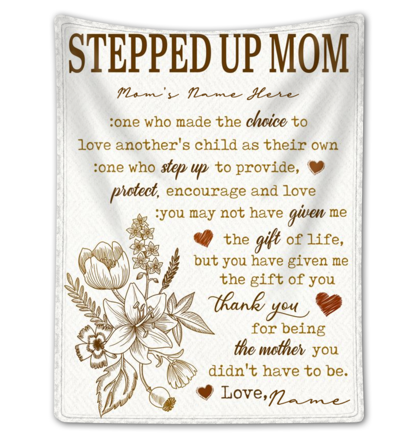 Best Step Mom Ever Personalized Photo Blanket, Step Mother