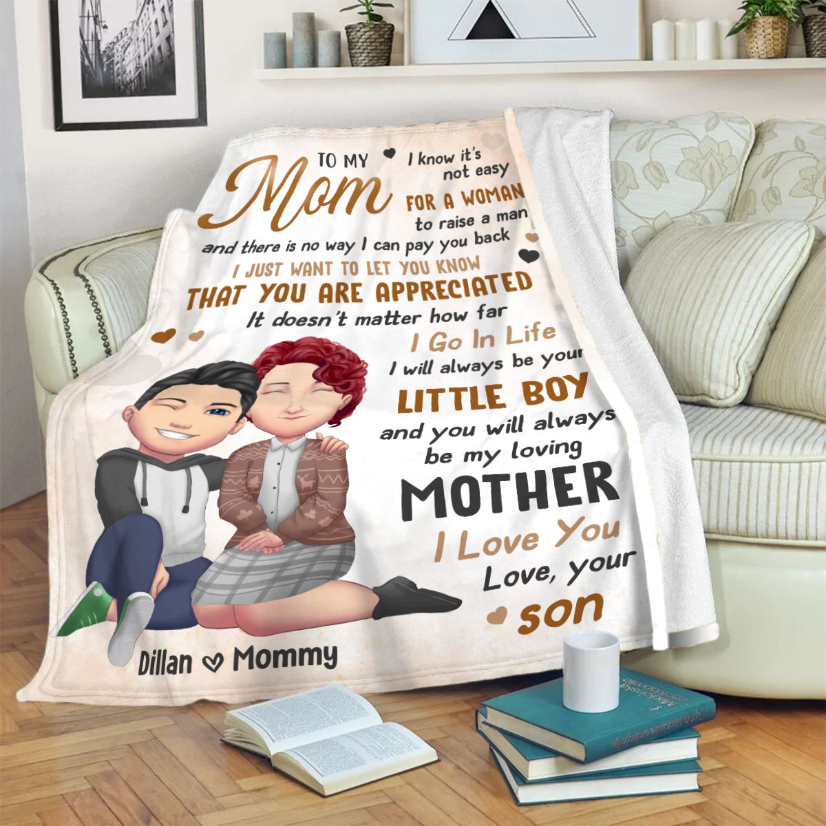 Mom Gift From Son Mother's Day Gift Personalized Fleece Blanket - Oh Canvas