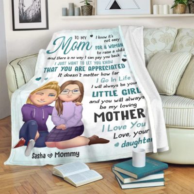 Personalized Gift For Mom From Daughter Mother's Day Gift Beautiful Fleece Blanket