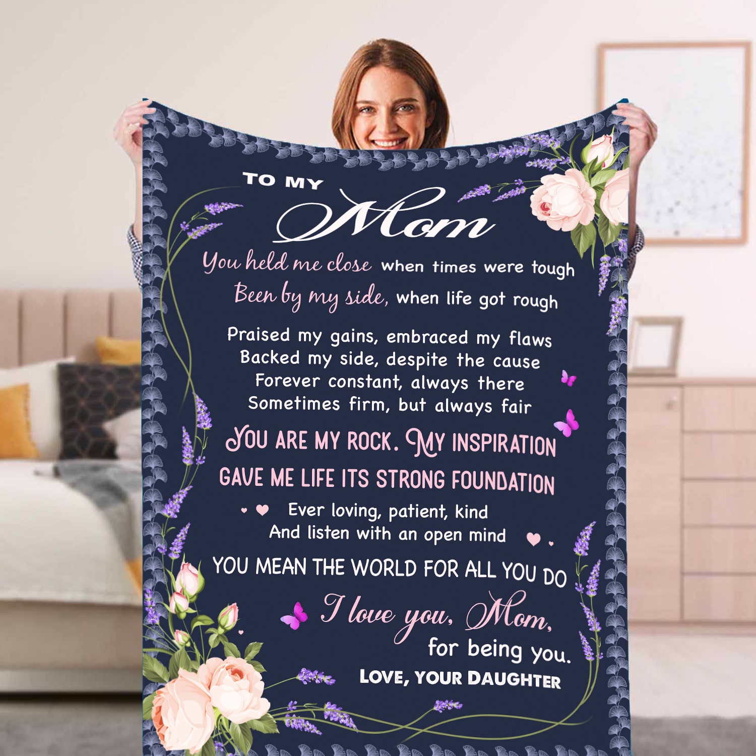 Mom Gift From Son Mother's Day Gift Personalized Fleece Blanket - Oh Canvas