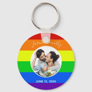 Personalized Rainbow Keychain - gay couple personalized gifts