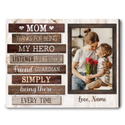 Custom Thank You Mom Canvas Gift From Daughter Grateful Mother's Day Gift