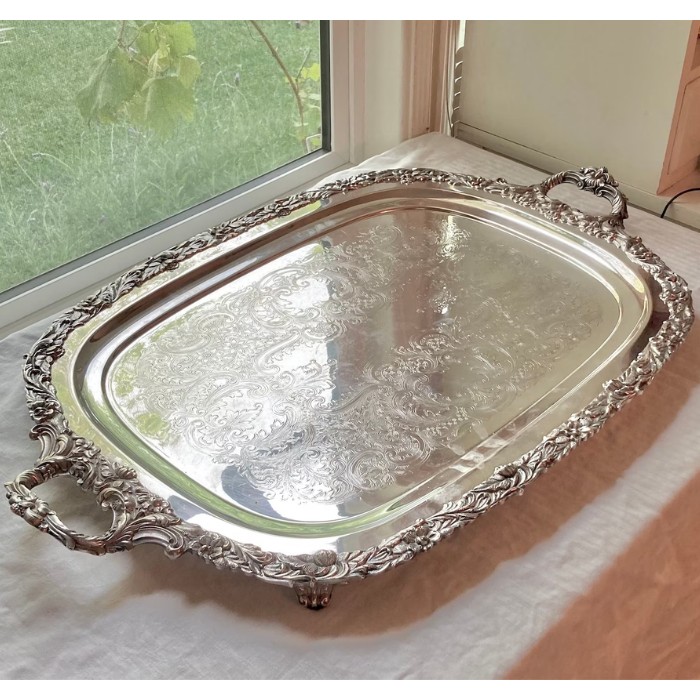 Silver Serving Tray as one of gifts for engagement bride