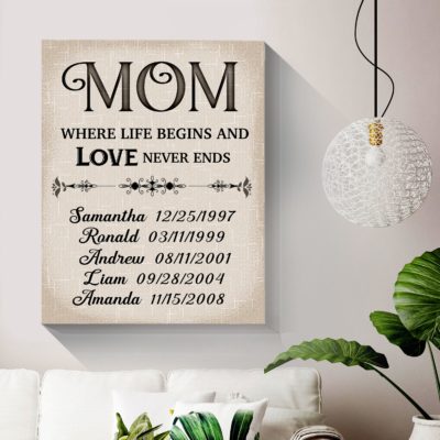 Mom Gifts From Daughters Sons Custom Name On Canvas Gift For Mom