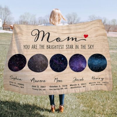 Personalized Blanket Gift For Mom Night Stars Constellation Mothers Day