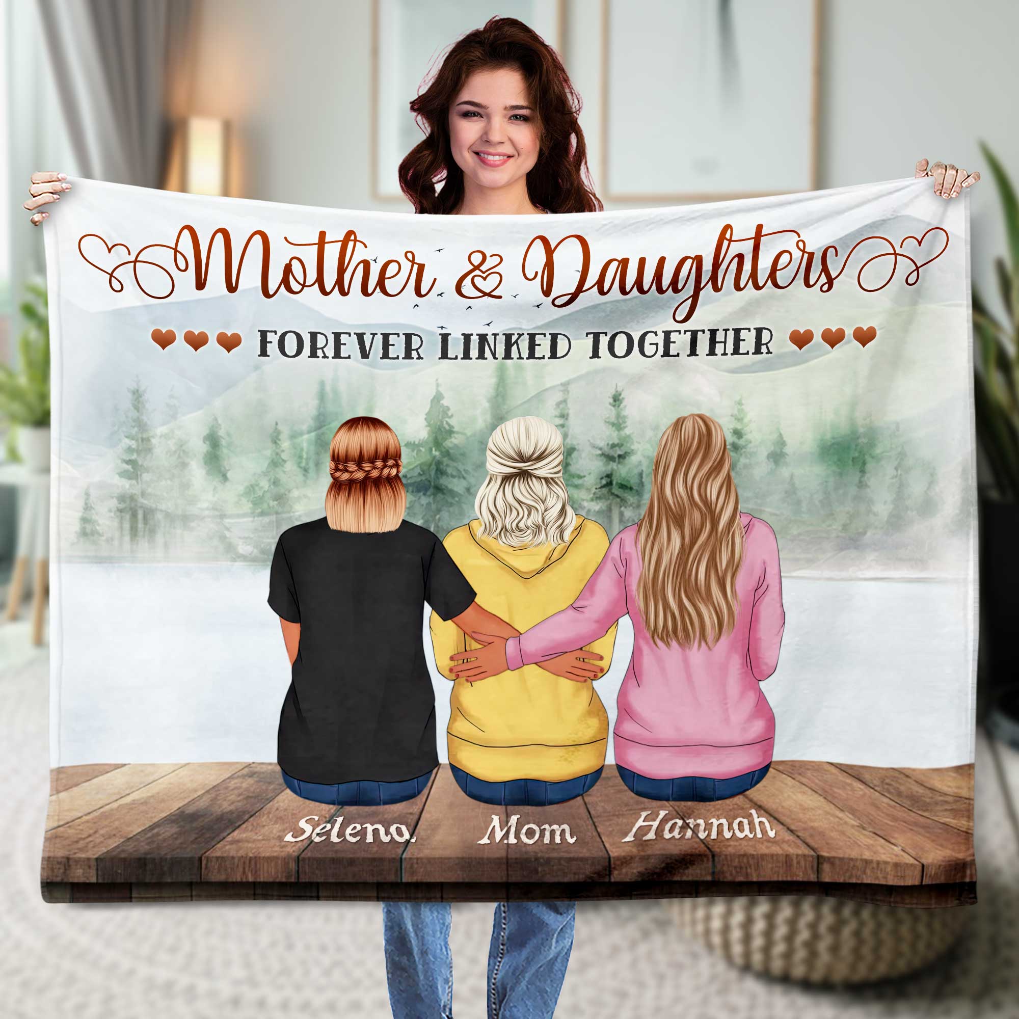 Personalized Fleece Blanket - Mother and Daughter Forever Linked