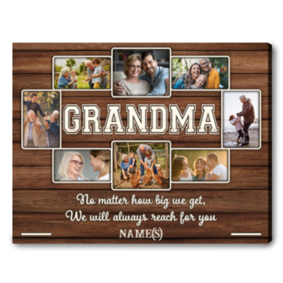 Customized Photos Collage Grandma Canvas Gift On Mother's Day